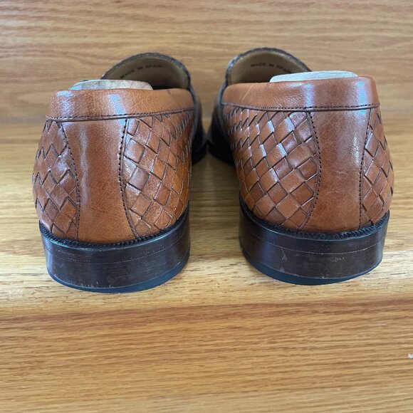 Massimo Emporio Spain Men Brown woven Leather Tassel Slip on loafer SZ 8.5 - Picture 3 of 5